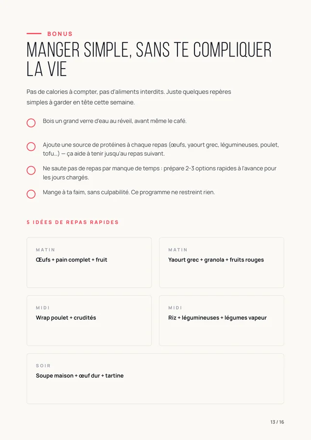 Guide nutrition simple, sans restriction